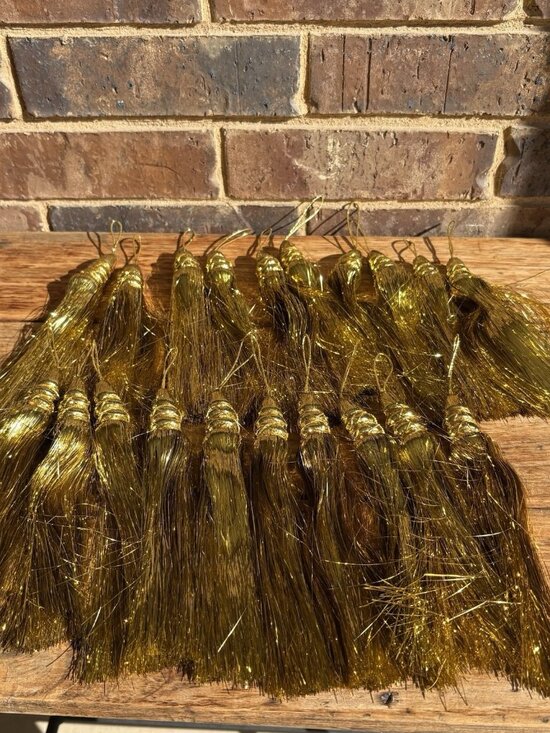 Lot of 20 Gold Tassel Tinsel Holiday Christmas Tree Ornaments 10 Inches Long - Picture 1 of 5